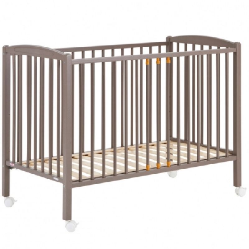 Lit à barreaux en bois massif laqué taupe (60 x 120 cm) Combelle
