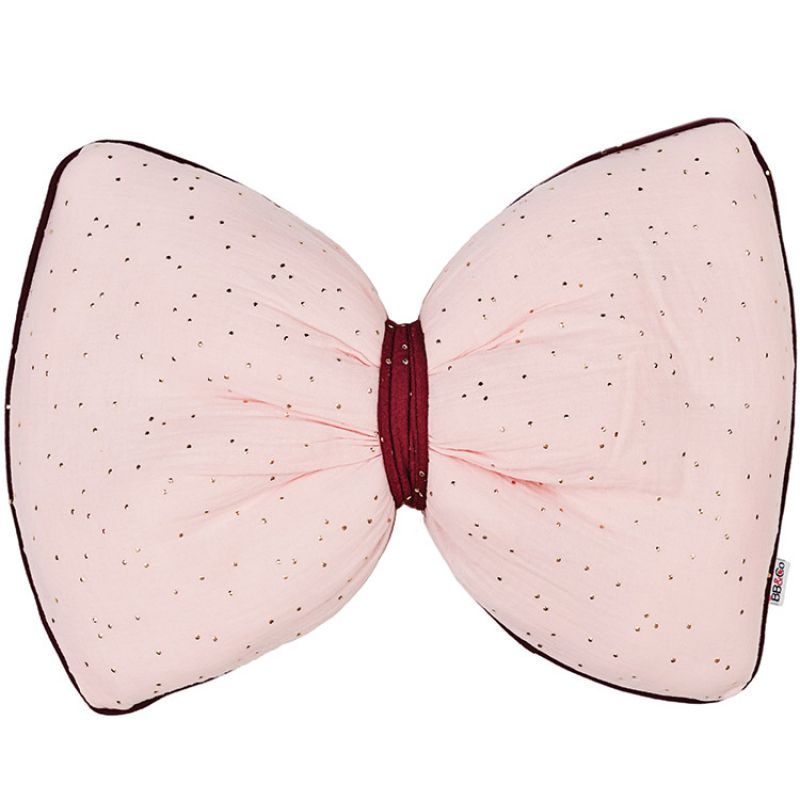 Coussin noeud rose à pois dorés (45 x 32 cm) BB & Co