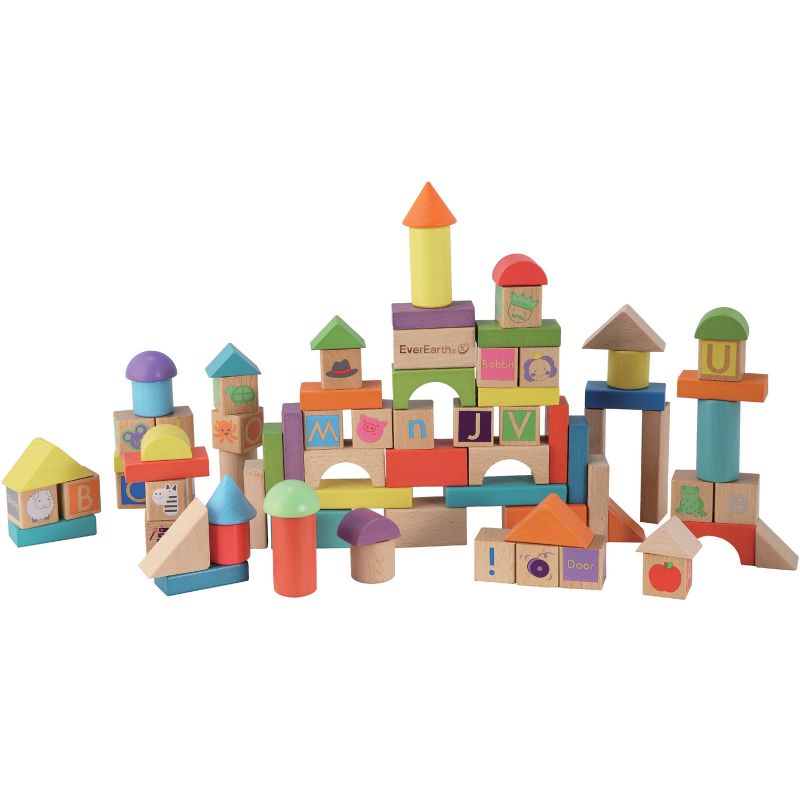 Blocs de construction en bois (80 pièces) EverEarth