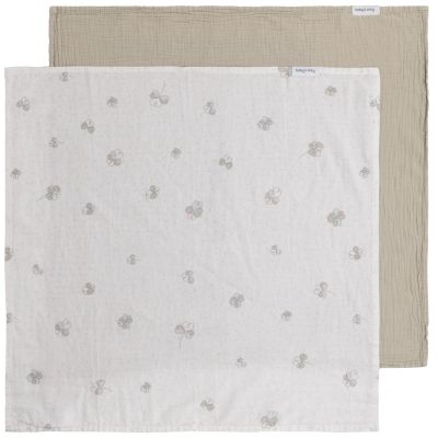 Lot de 2 langes Tender Beige/Clover (115 x 115 cm)  par Baby's Only