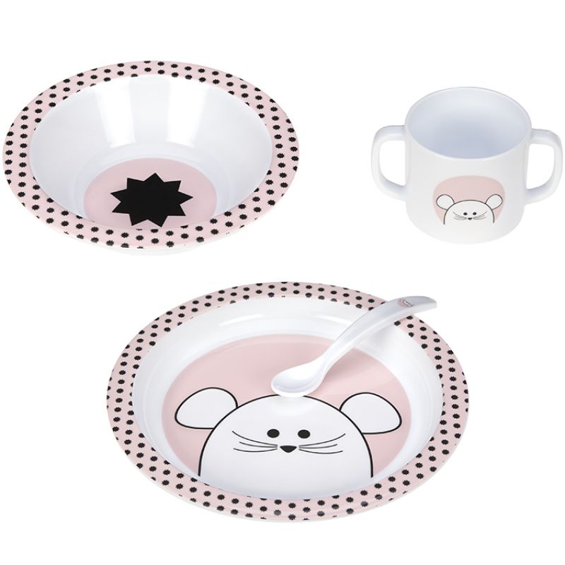 Coffret repas Little Chums souris (4 pièces) Lässig