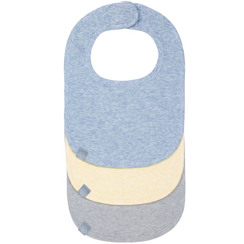 Lot de 3 bavoirs à velcro chiné bleu, jaune, gris Lässig