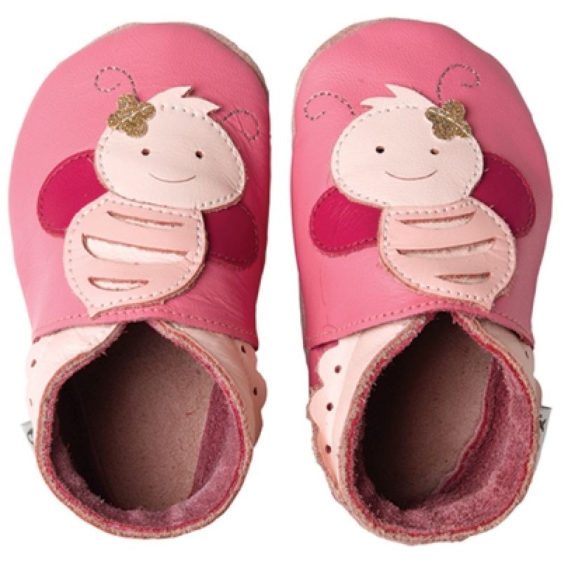 Chaussons bébé cuir Soft soles abeilles (3-9 mois) Bobux