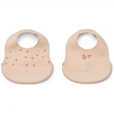 Lot de 2 bavoirs en silicone Ember Butterfly Apple Blossom - Liewood
