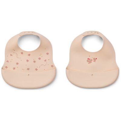 Lot de 2 bavoirs en silicone Ember Butterfly Apple Blossom Liewood
