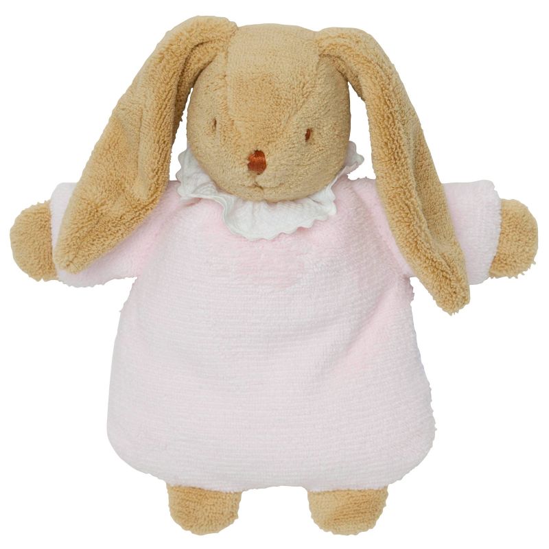 Peluche hochet Lapin nid d'ange rose et pochette de rangement en coton (20 cm) Trousselier