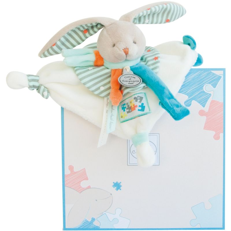 Doudou attache sucette lapin Happy  Doudou et Compagnie