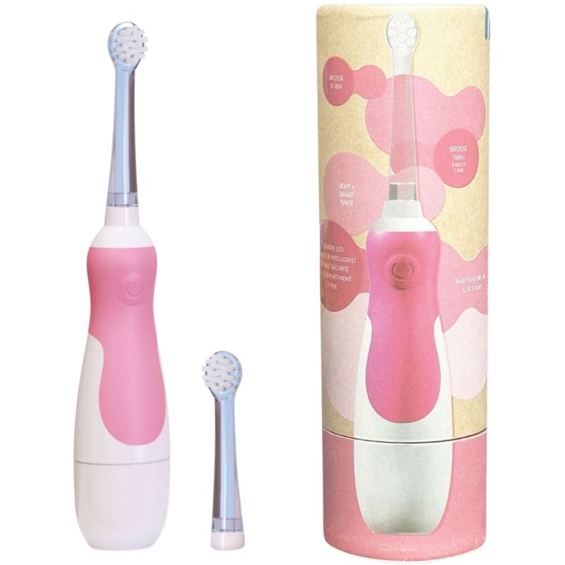 Brosse à dents sonique pour bébé Framboise et son étui de voyage Les Babygators