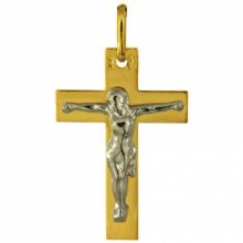 Croix Christ 25 x 20 mm (or jaune et or blanc 750°)  par Maison Augis