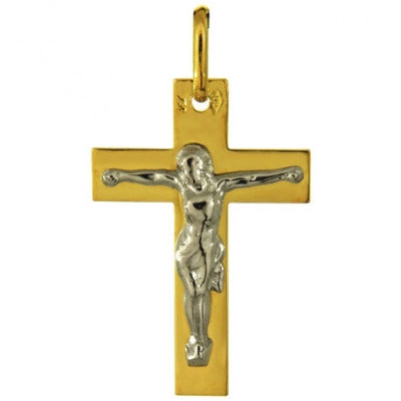 Croix Christ 25 x 20 mm (or jaune et or blanc 750°) Maison Augis