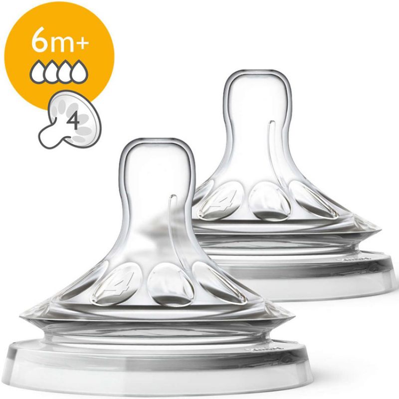 Lot de 2 tétines Natural 4 trous débit rapide (6 mois et +) Philips AVENT