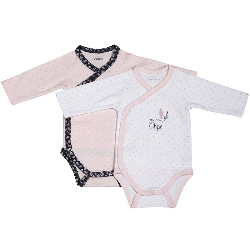 Lot de 2 bodies croisés manches longues Miss Fleur de Lune (1 mois : 54 cm) Sauthon