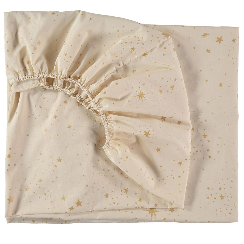Drap housse Tibet Gold stella blanc (70 x 140 cm) Nobodinoz