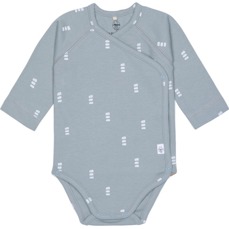 Body manches longues en coton bio Blocks bleu clair (0-2 mois) Lässig
