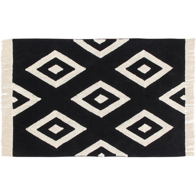 Tapis lavable diamant noir et blanc (140 x 200 cm) Lorena Canals