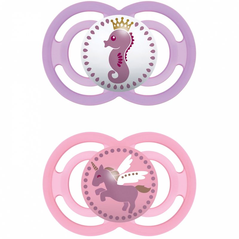 Lot de 2 sucettes anatomiques Perfect hippocampe et licorne fille (6 mois et +) MAM
