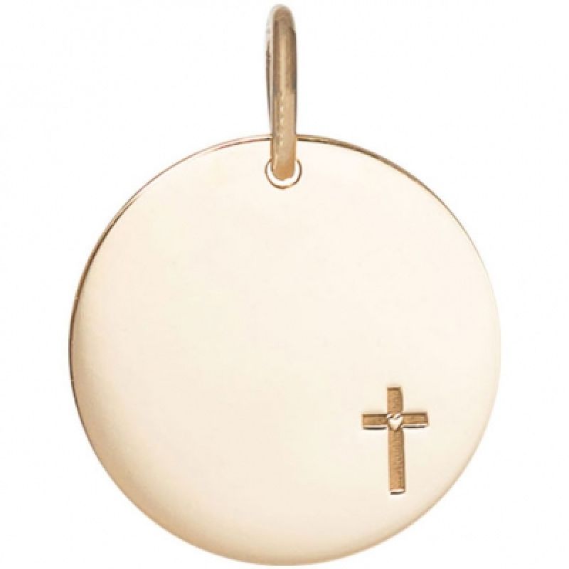 Médaille Petite Croix personnalisable 15 mm (or jaune 750°) Je t'Ador