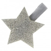 Barrette Fêtes et Cérémonies étoile pailletée gris argent croco gris argent  par Luciole et petit pois