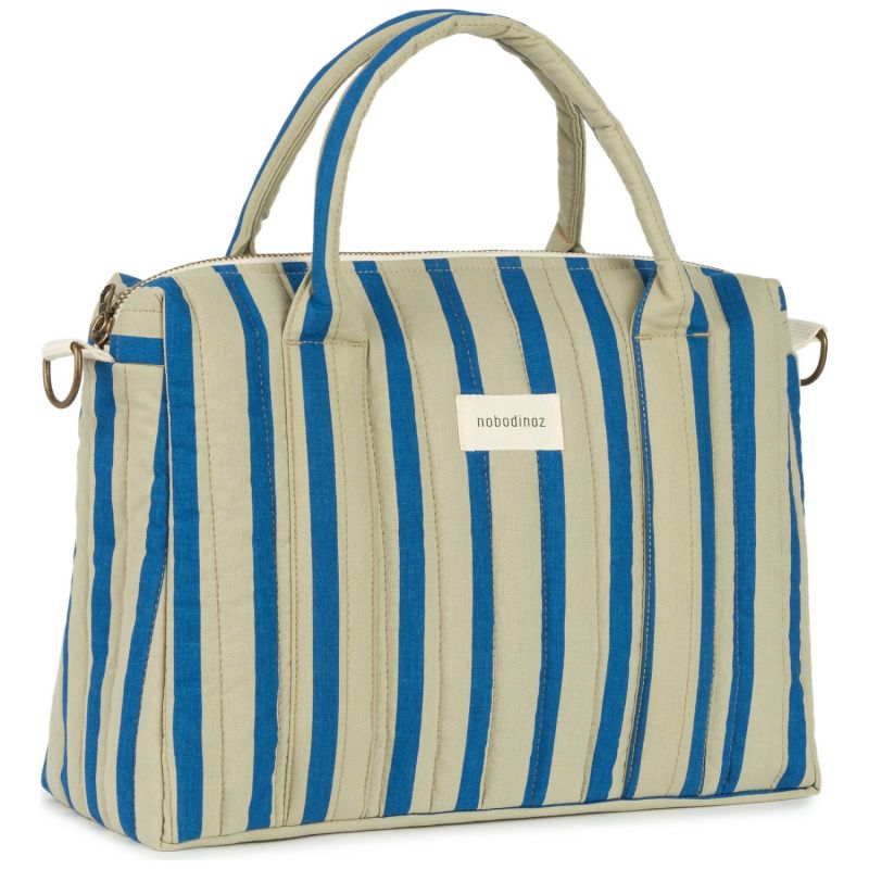 Sac pour poussette Stories Édition limitée Green blue stripes Nobodinoz Produit 1