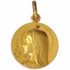 Médaille ronde Vierge auréolée sans bord 20 mm (or jaune 750°)  par Premiers Bijoux