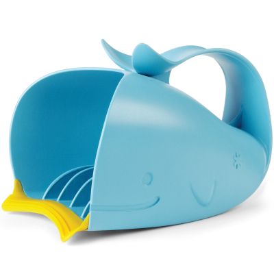 Rince-tête baleine Moby bleu et jaune