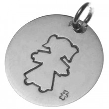 Médaille Pastille petite fille 18 mm (or blanc 750°)  par Loupidou