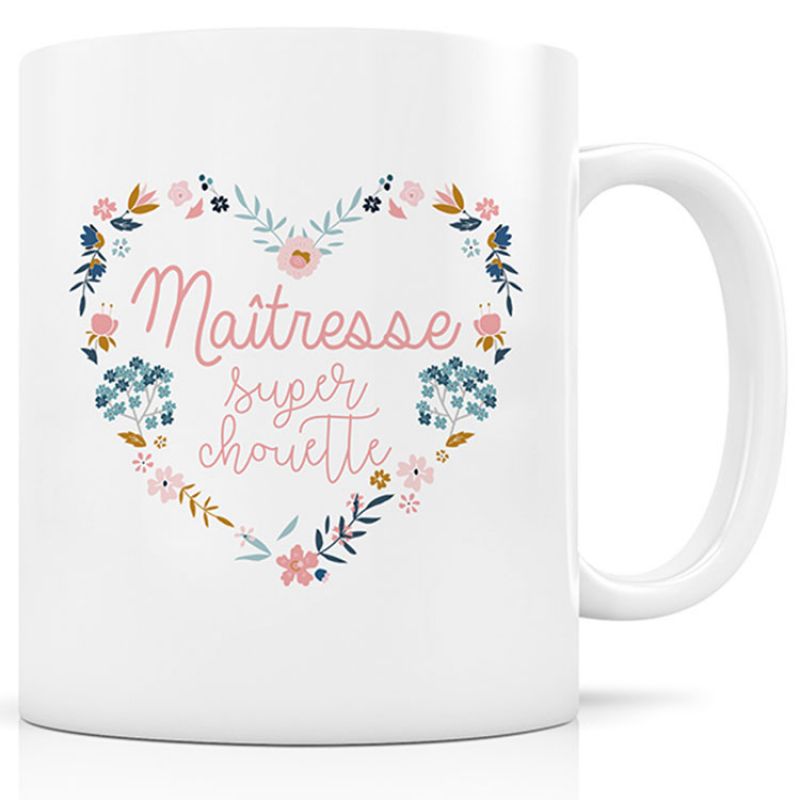 Mug céramique Maîtresse super chouette Signature Label Tour