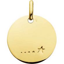 Médaille ronde unie à graver étoile 16 mm (or jaune 750°)  par Maison Augis
