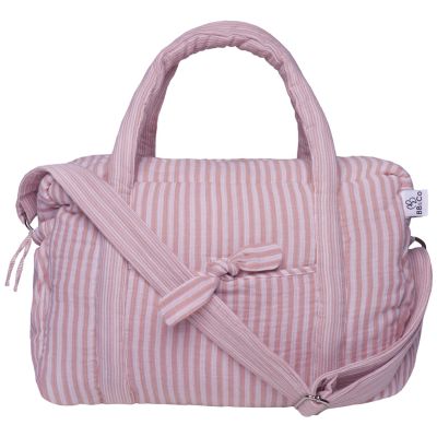 Sac à langer en gaze de coton rayé vieux rose BB & Co