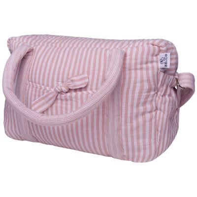 Sac à langer en gaze de coton rayé vieux rose