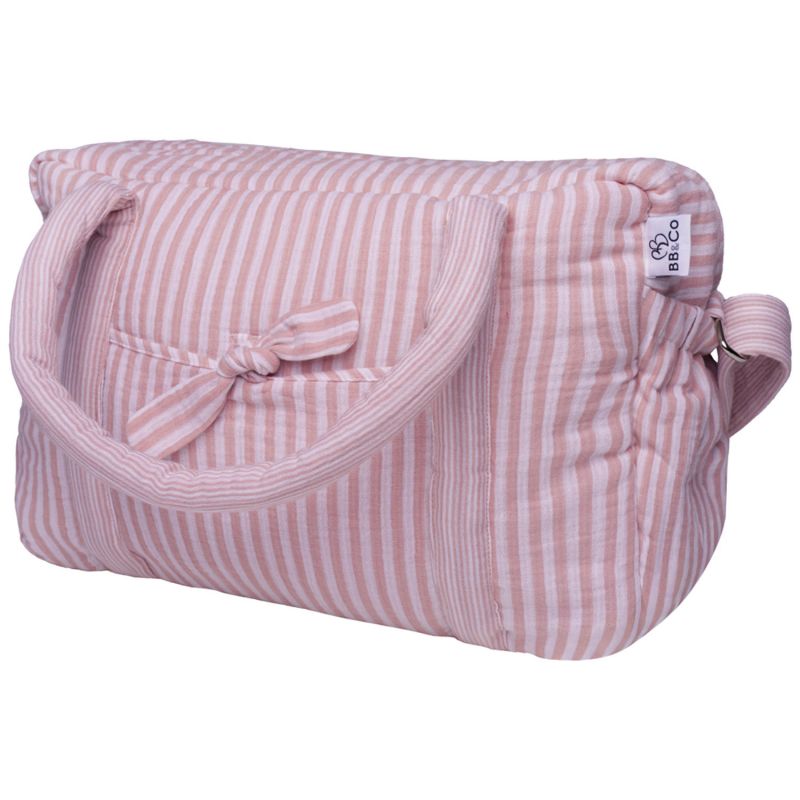 Sac à langer en gaze de coton rayé vieux rose BB & Co Produit 2