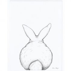 Affiche encadrée lapin de dos (30 x 40 cm)