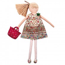 Grande poupée avec robe à fleurs rouges (50 cm)  par Trousselier