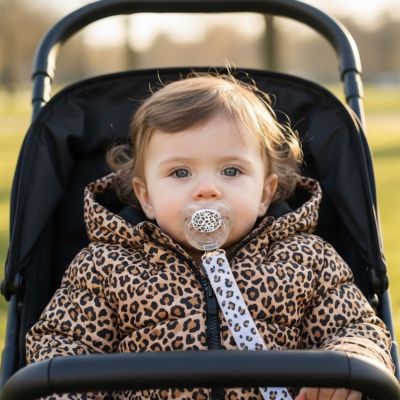 Attache-sucette universel tissu Léopard