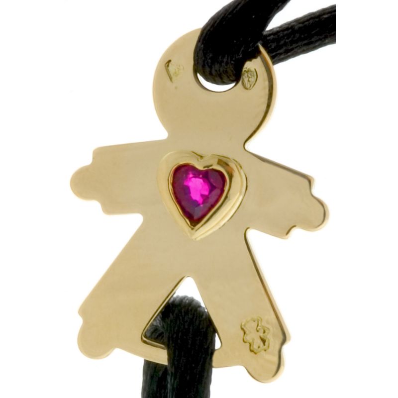 Bracelet cordon petit garçon avec coeur de rubis (or jaune 750° ou or blanc 750°) Loupidou