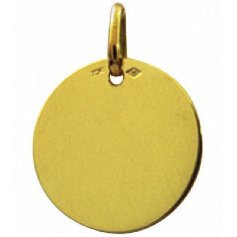 Médaille ronde unie à graver 16 mm (or jaune 750°) Maison Augis