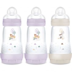 3 biberons Easy Start 260ml Lilas+Lilas+Sable Tétine débit 2 - Reconditionné - MAM