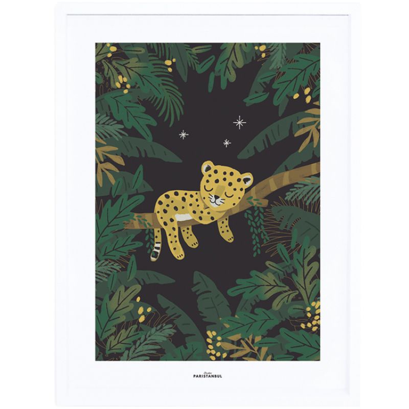 Affiche encadrée guépard Jungle night (30 x 40 cm) Lilipinso
