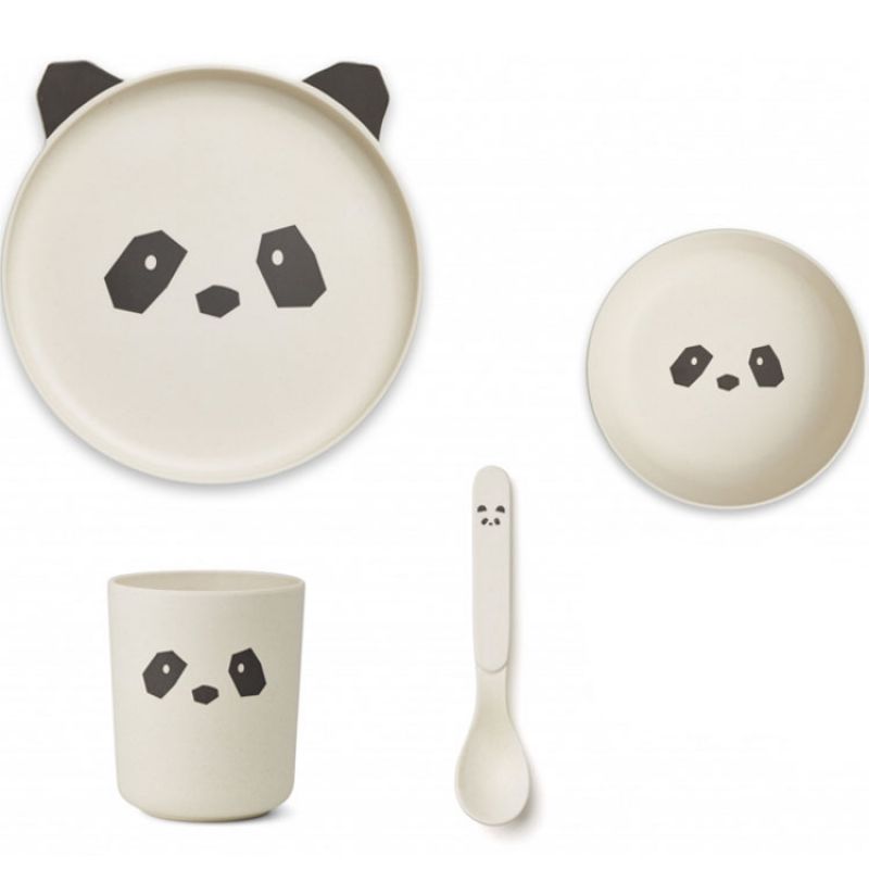Coffret repas en bioplastique Brody Panda creme de la creme (4 pièces) Liewood