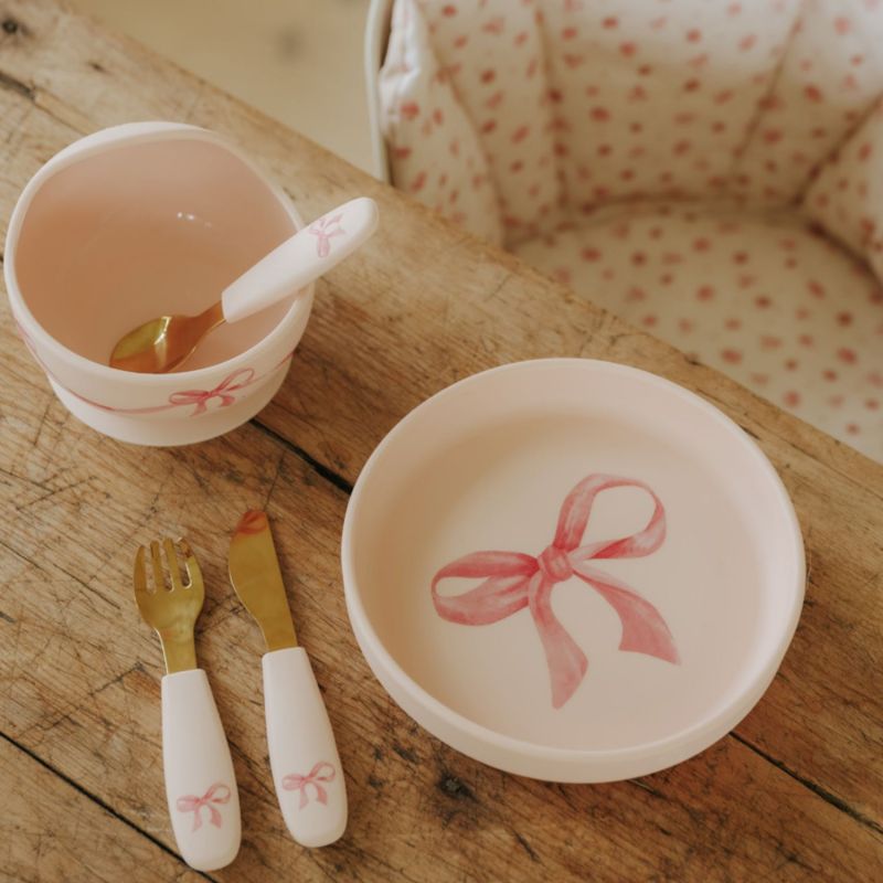 Set assiette et couverts Rosy Bow Elodie Details Ambiance 2