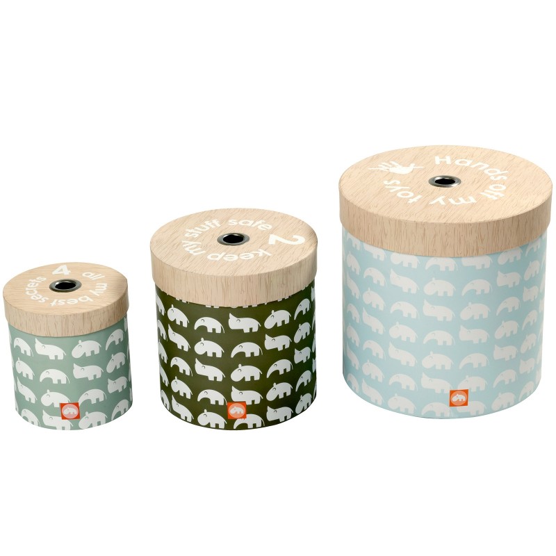 Lot de 3 boîtes de rangement rondes bleu Done by Deer