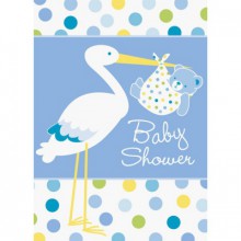 Cartes d'invitation avec enveloppes Cigogne bleues  par Baby S Event