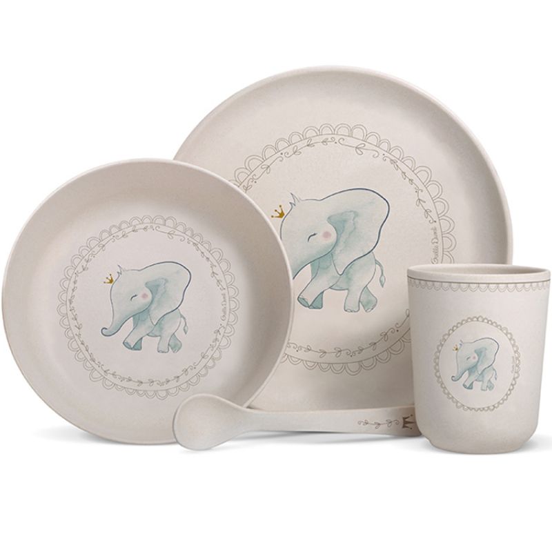 Coffret repas bambou Éléphant couronné (4 pièces) Les enfants rois