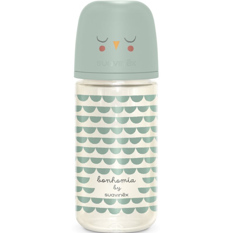 Biberon en verre tétine SXPro M Bonhomia vert d'eau (240 ml) Suavinex