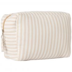 Trousse de toilette gaze de coton beige rayé galet - BB & Co