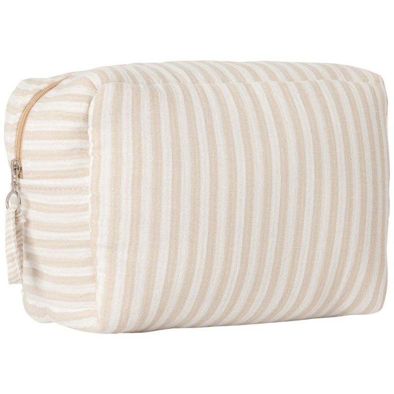 Trousse de toilette gaze de coton beige rayé galet BB & Co Produit 1
