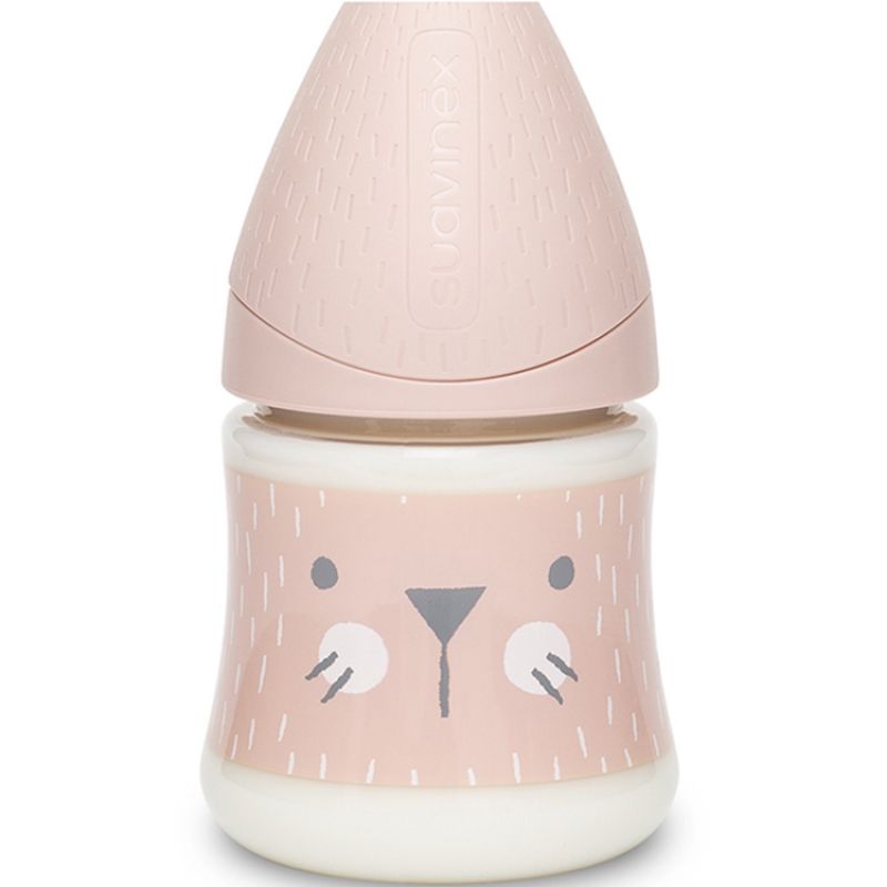 Biberon Hygge Baby moustaches lapin rose (150 ml) Suavinex