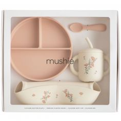 Coffret repas en silicone Pink Flowers (4 pièces) - Mushie