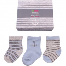Coffret 3 paires de chaussettes marin garçon (0-6 mois)  par Minene