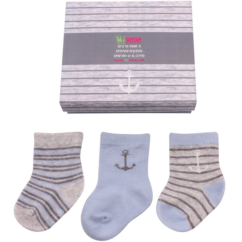 Coffret 3 paires de chaussettes marin garçon (0-6 mois) Minene
